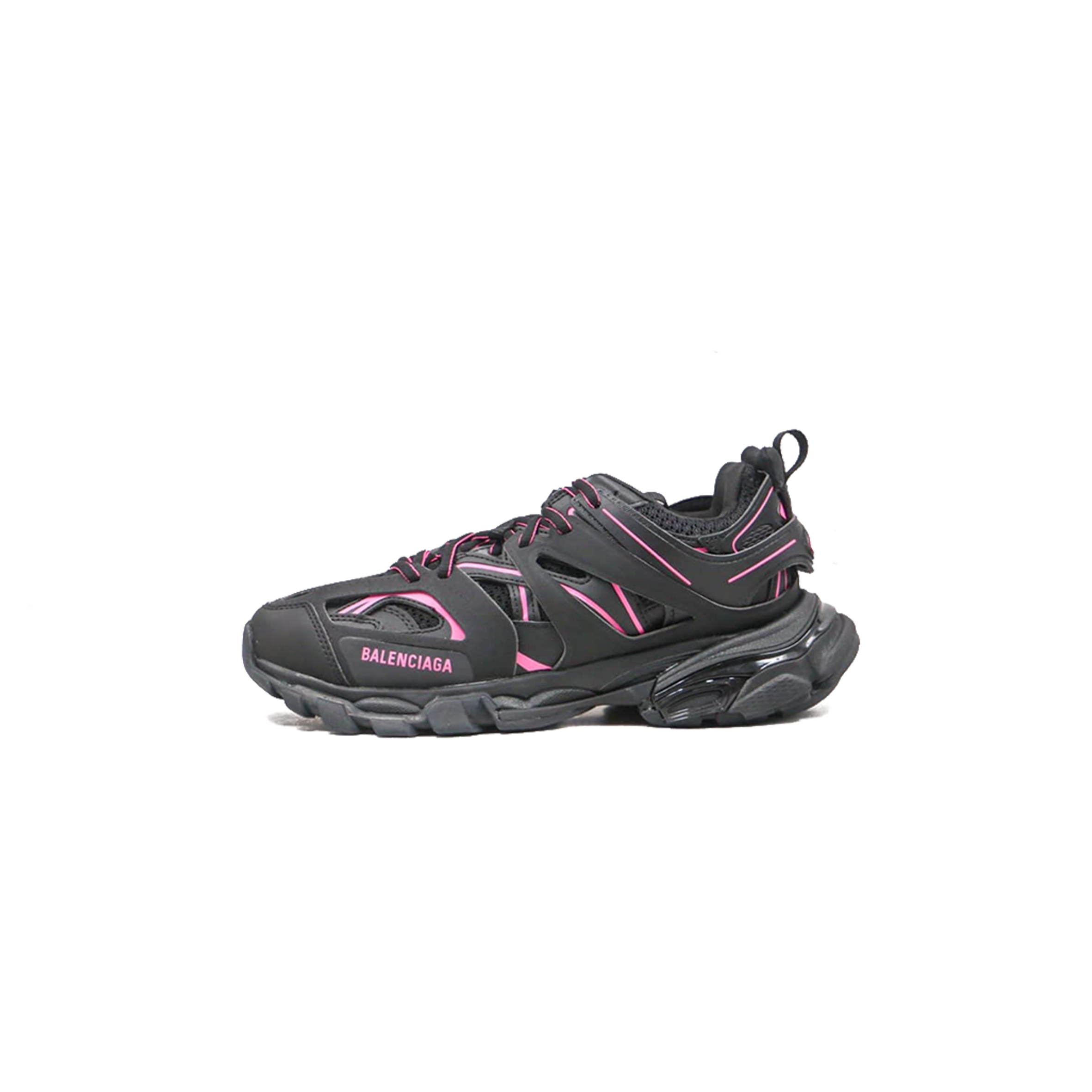 Ba*len*cia*ga black and pink track sneakers 542436w2la12046